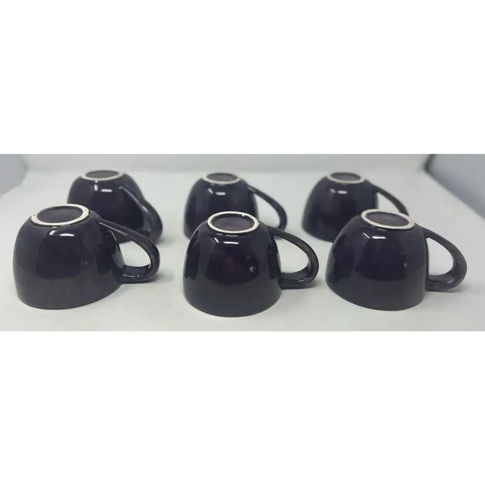 Pottery Barn Sausalito Vintage Thick Heavy Purple Mug Set‎ of 6